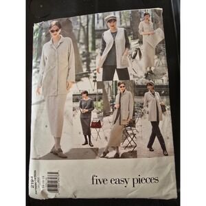 Vogue 2194 Five Easy Pieces Jacket Vest Top Skirt Pants Sewing Pattern 14-16-18